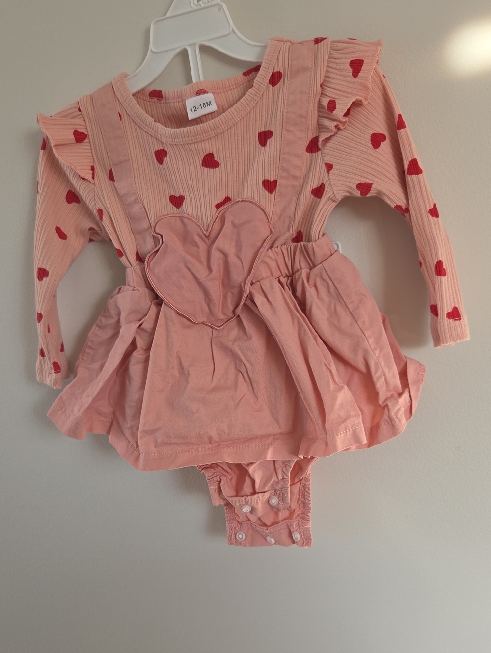 Pink Heart Baby Dress & Bodysuit Set - Unbranded